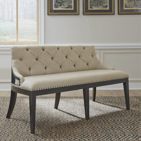 Americana Farmhouse Uph Shelter Dining Bench- Black - Furniture World