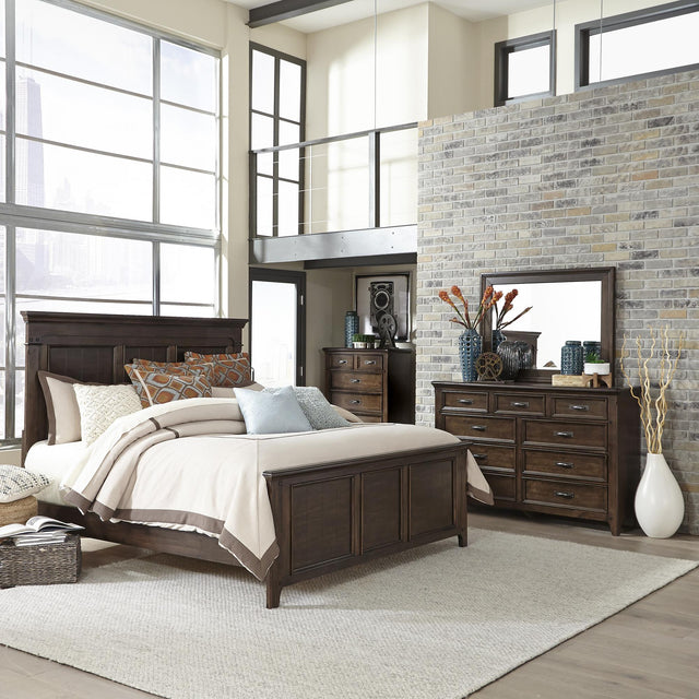 Saddlebrook Queen Panel Bed, Dresser & Mirror, Chest - Furniture World