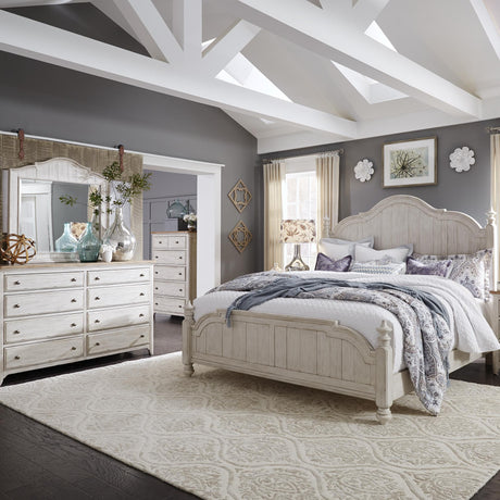 Farmhouse Reimagined Queen Poster Bed, Dresser & Mirror, Chest - Furniture World