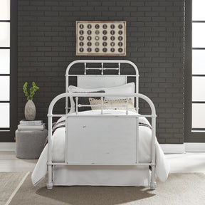 Vintage Series Twin Metal Bed - Antique White - Furniture World