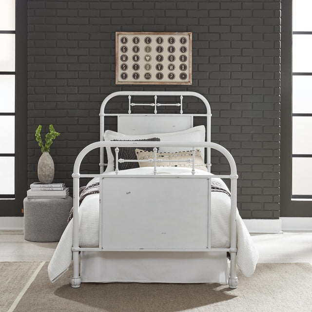 Vintage Series Twin Metal Bed - Antique White - Furniture World