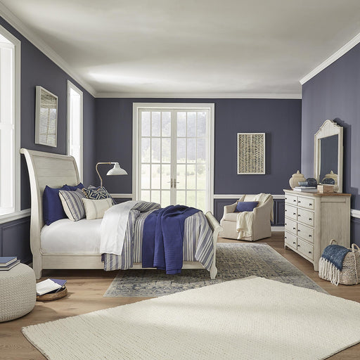 Farmhouse Reimagined King Sleigh Bed, Dresser & Mirror - Furniture World