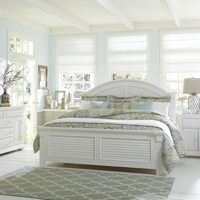 Summer House I King Panel Bed, Dresser & Mirror, Chest, Nightstand - Furniture World