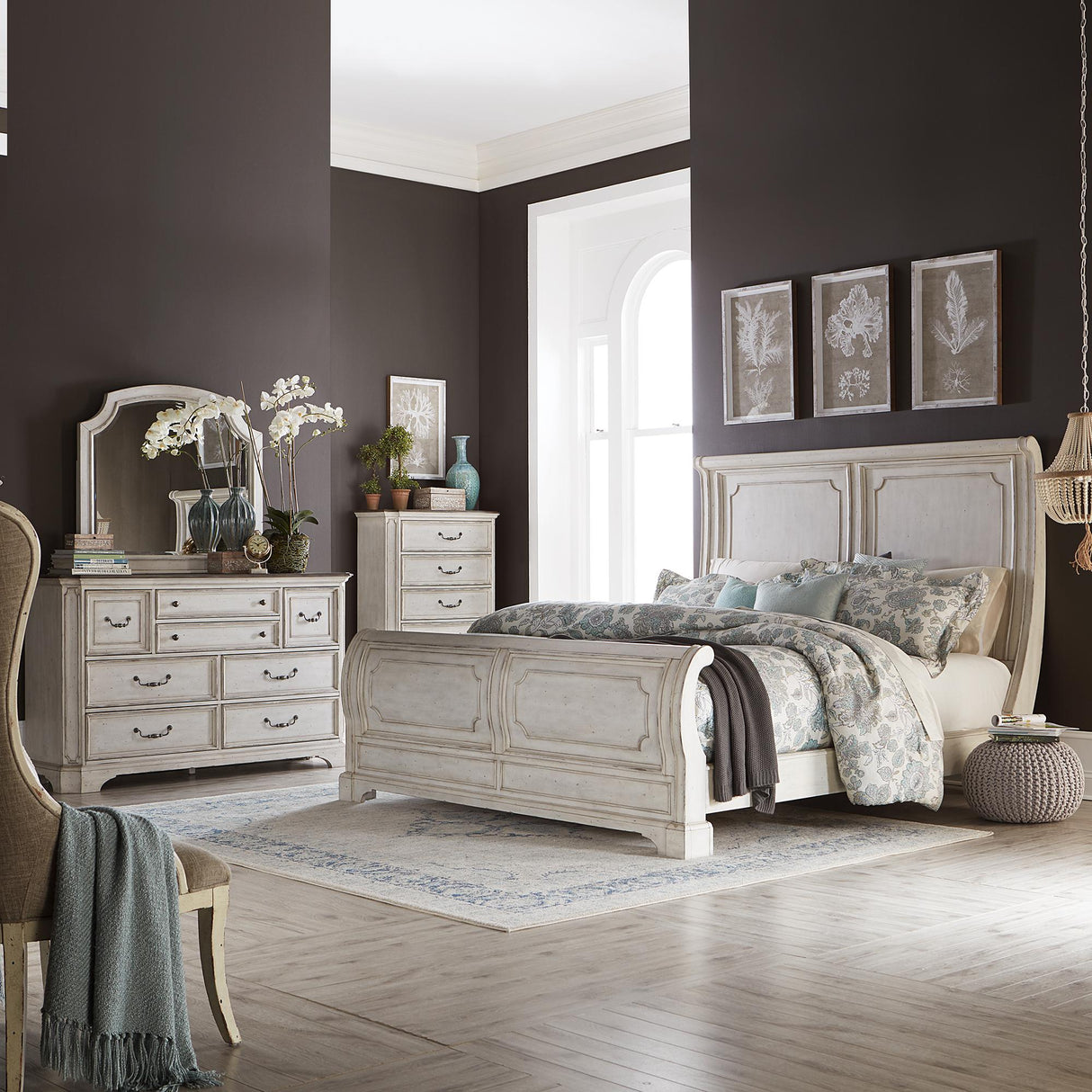 Abbey Road King Sleigh Bed, Dresser & Mirror, Chest - Furniture World