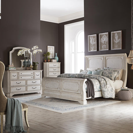 Abbey Road King Sleigh Bed, Dresser & Mirror, Chest - Furniture World