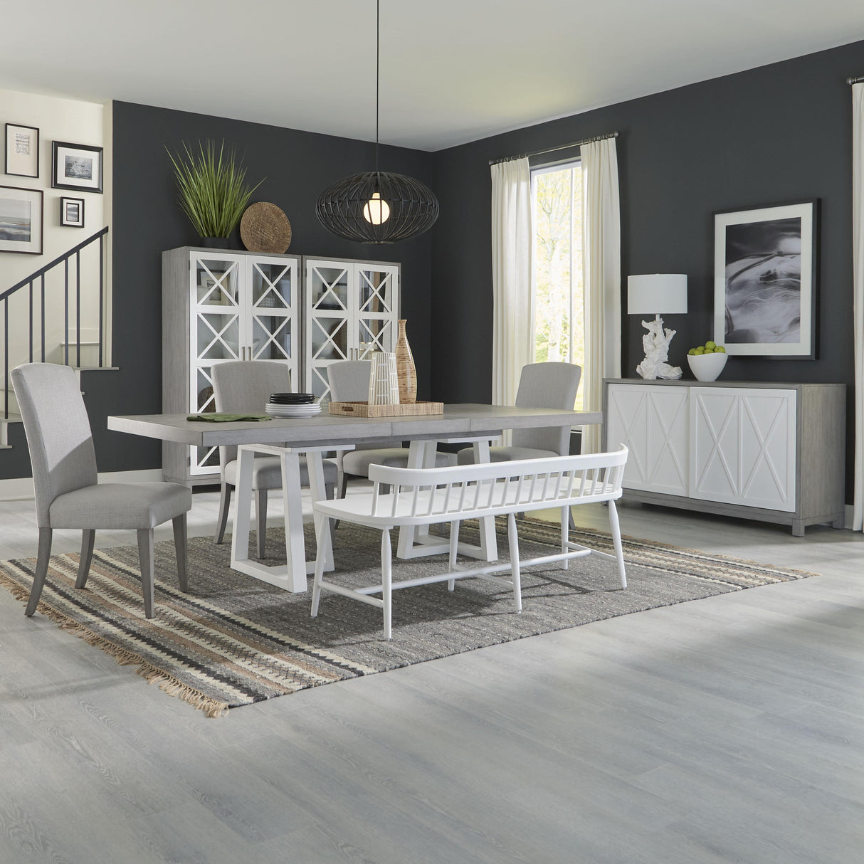 Palmetto Heights 6 Piece Double Pedestal Table Set - Furniture World