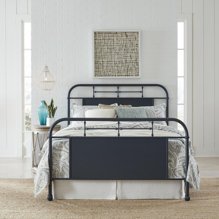 Vintage Series Queen Metal Bed- Navy - Furniture World