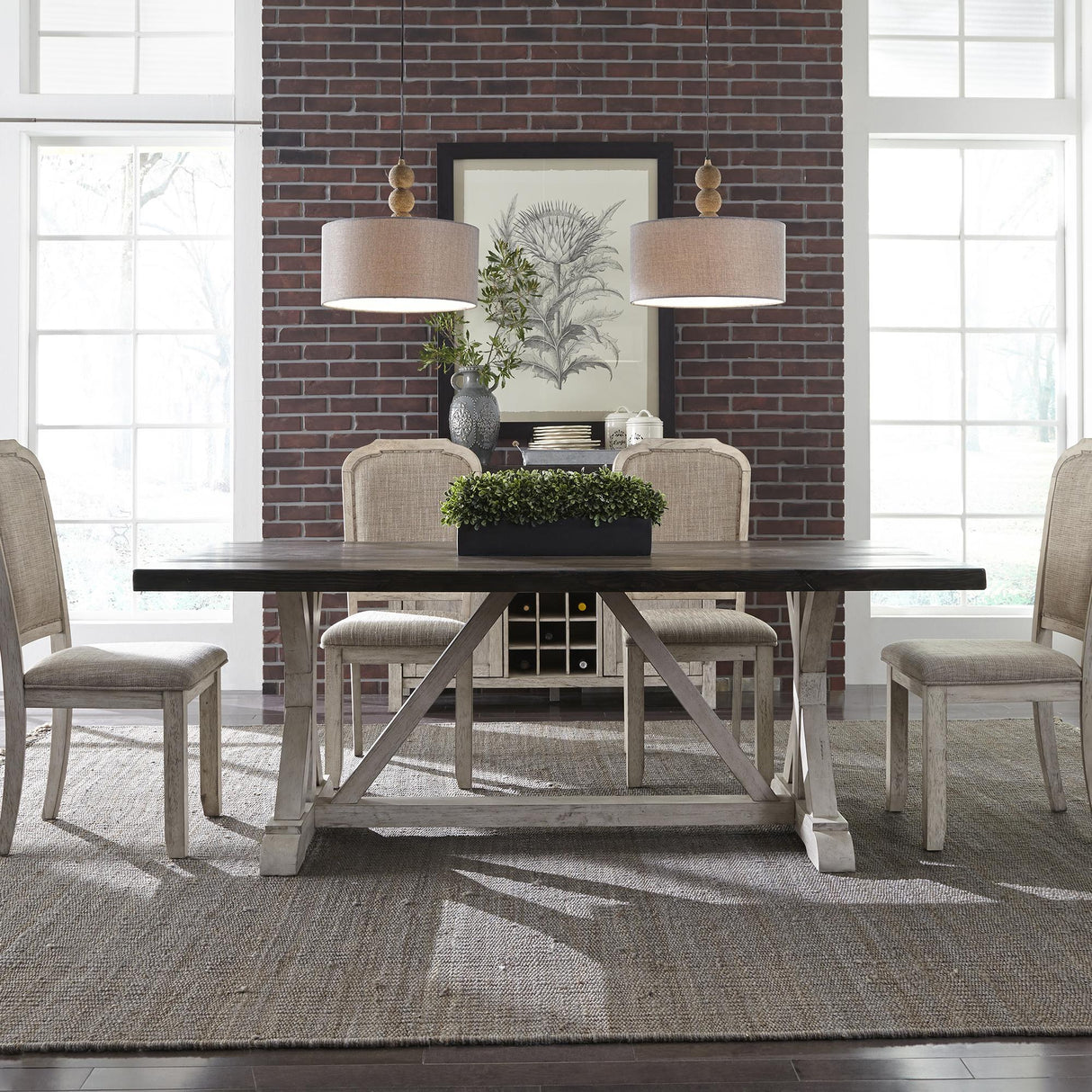 Willowrun 5 Piece Trestle Table Set - Furniture World