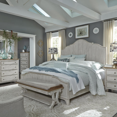 Farmhouse Reimagined King California Panel Bed, Dresser & Mirror, Chest, Nightstand - Furniture World