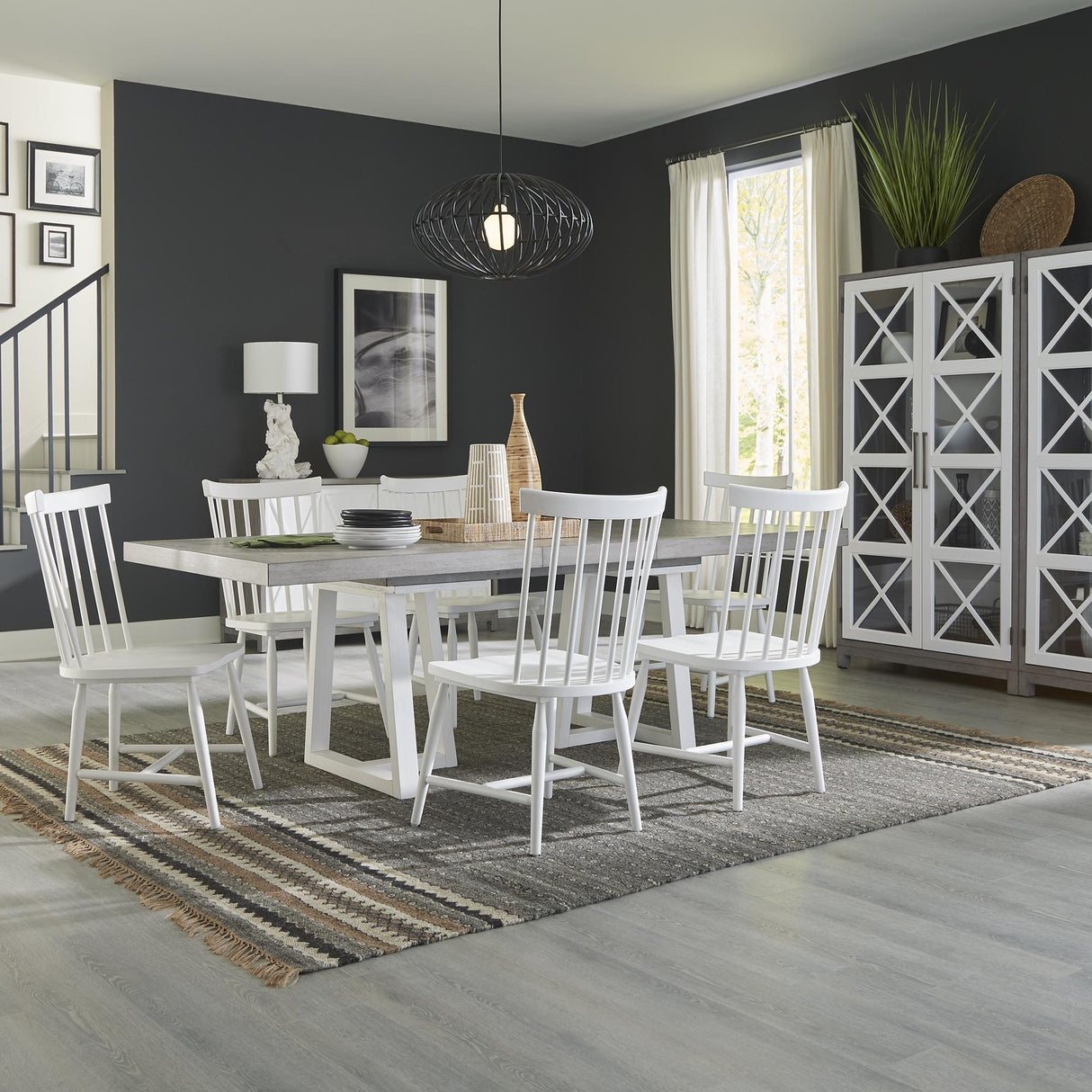 Palmetto Heights Opt 7 Piece Double Pedestal Table Set - Furniture World