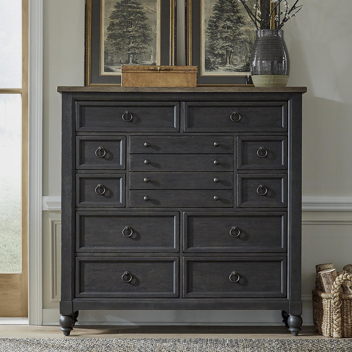 Americana Farmhouse 12 Drawer Chesser - Black - Furniture World
