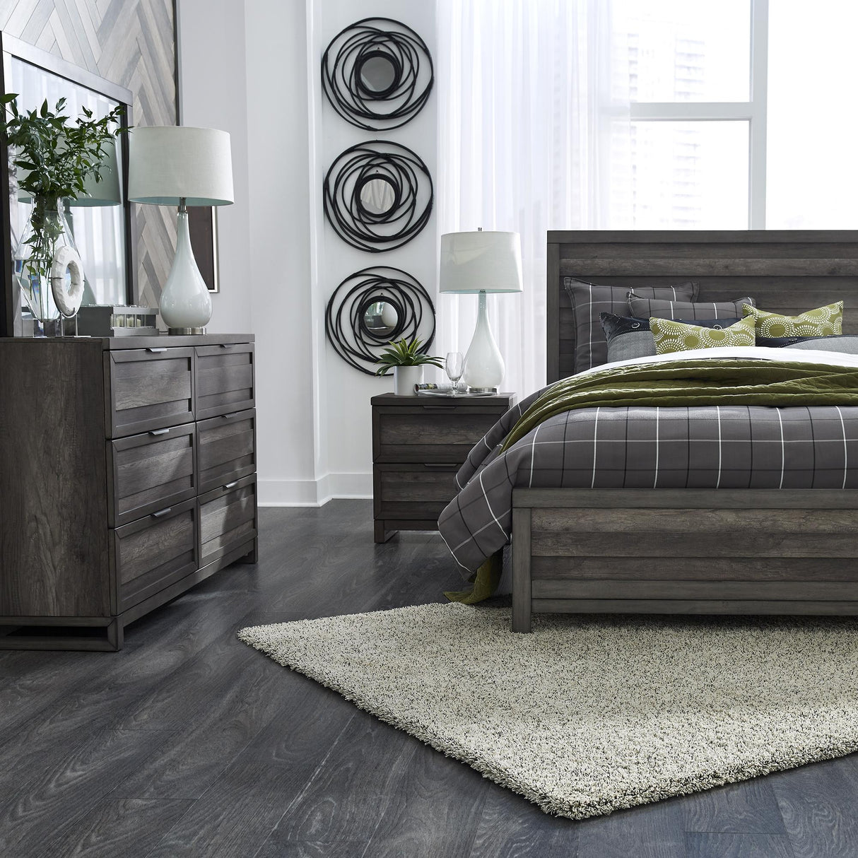 Tanners Creek King Panel Bed, Dresser & Mirror, Nightstand - Furniture World