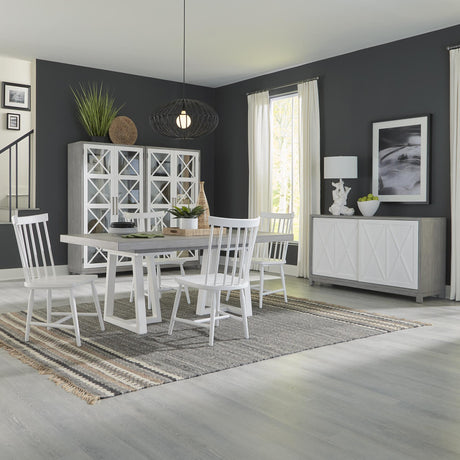 Palmetto Heights Opt 5 Piece Double Pedestal Table Set - Furniture World