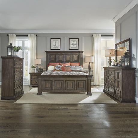 Big Valley King Panel Bed, Dresser & Mirror, Chest, Night Stand - Furniture World
