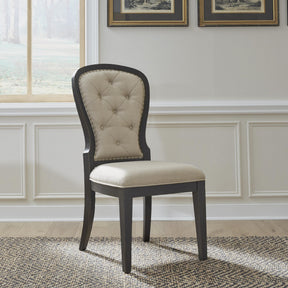 Americana Farmhouse Uph Tufted Back Side Chair - Black - Furniture World