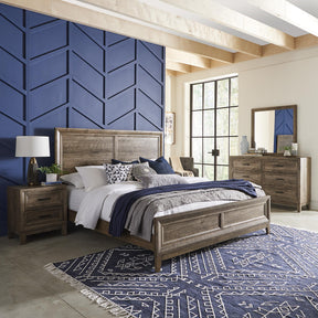 Ridgecrest King Panel Bed, Dresser & Mirror, Nightstand - Furniture World
