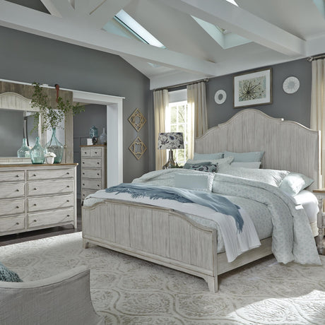 Farmhouse Reimagined King California Panel Bed, Dresser & Mirror, Chest - Furniture World