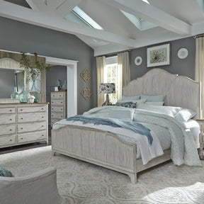 Farmhouse Reimagined King Panel Bed, Dresser & Mirror, Chest - Furniture World