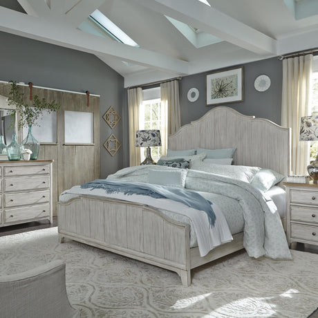 Farmhouse Reimagined Queen Panel Bed, Dresser & Mirror, Nightstand - Furniture World