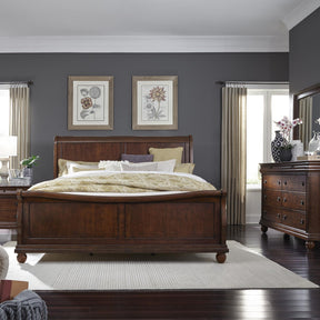 Rustic Traditions King Sleigh Bed, Dresser & Mirror, Nightstand - Furniture World