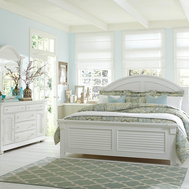 Summer House I Queen Panel Bed, Dresser & Mirror - Furniture World