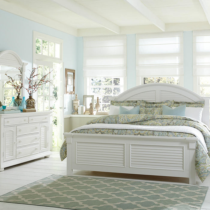 Summer House I King Panel Bed, Dresser & Mirror - Furniture World