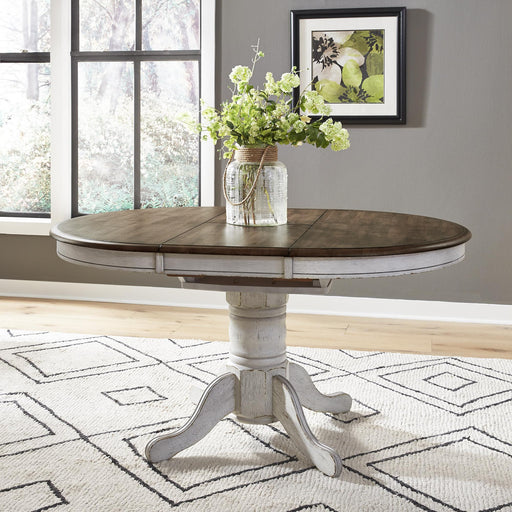 Carolina Crossing Pedestal Table Set- White - Furniture World