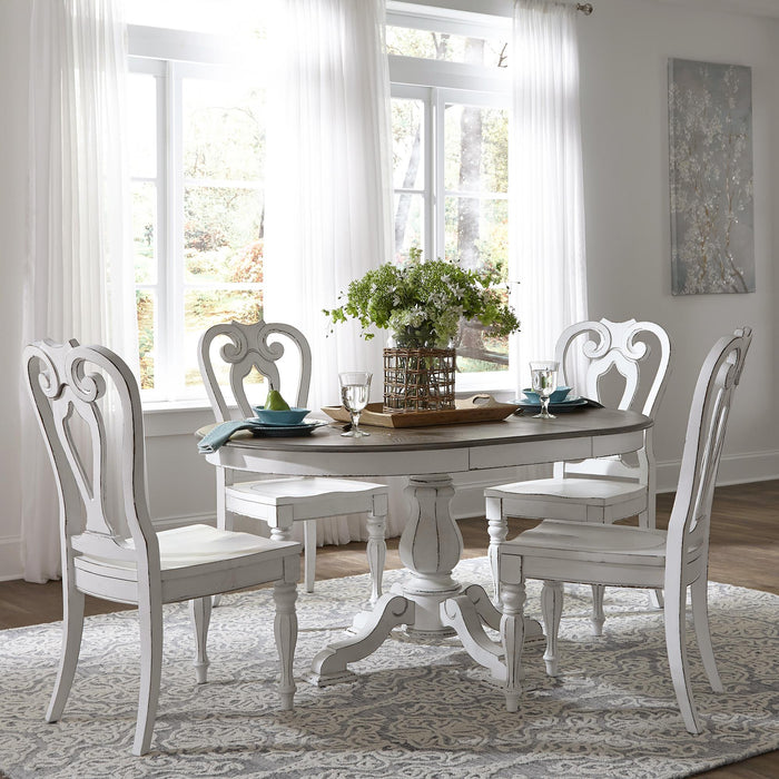 Magnolia Manor 5 Piece Pedestal Table Set - Furniture World