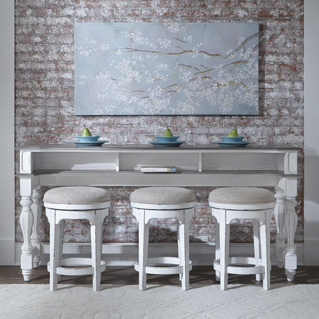 Magnolia Manor 4 Piece Console Set (1-Console 3-Stools) - Furniture World