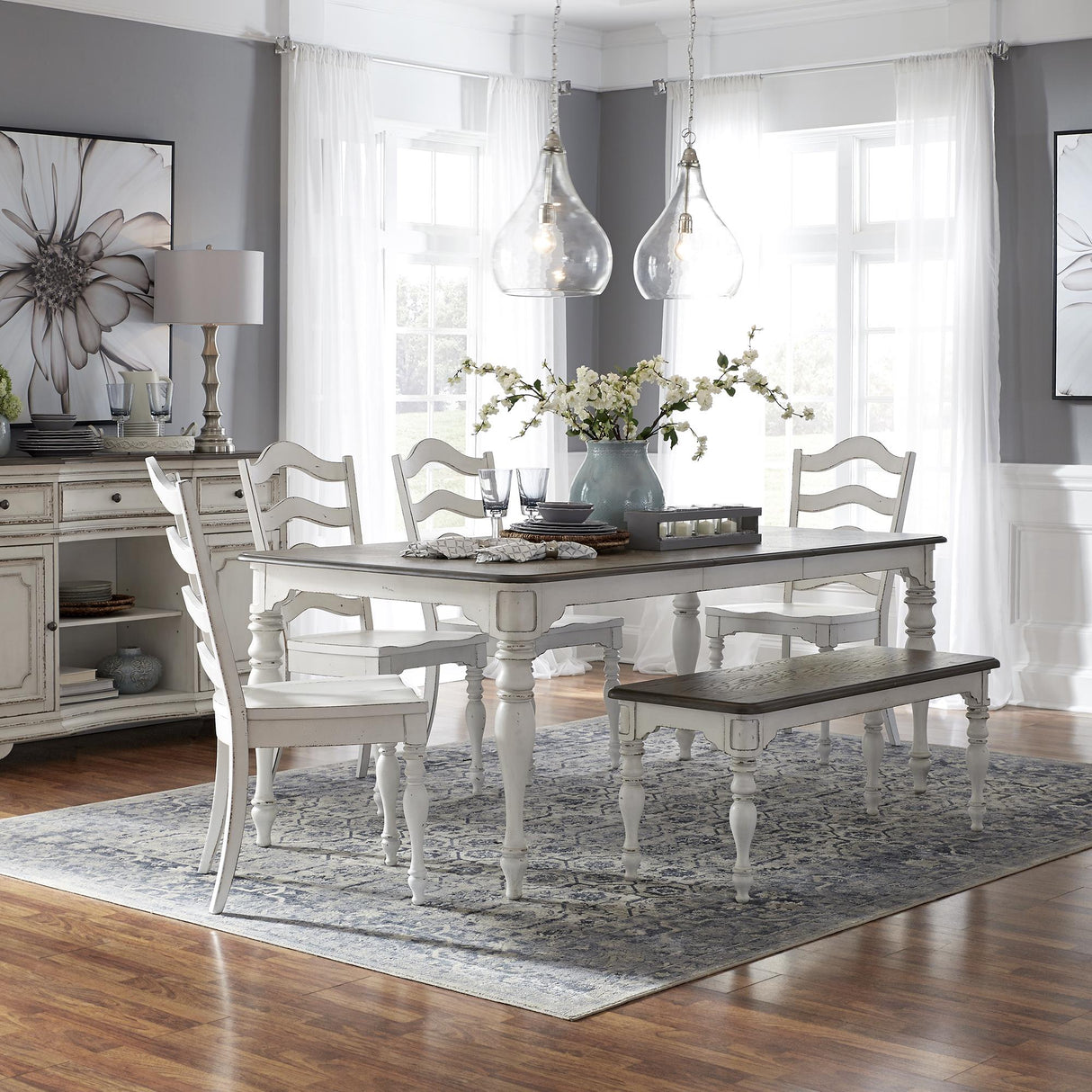 Magnolia Manor 6 Piece Leg Table Set - Furniture World