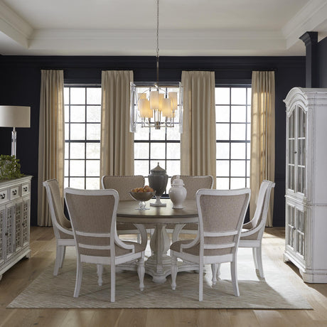 Magnolia Manor 7 Piece Round Ped Table Set - Furniture World