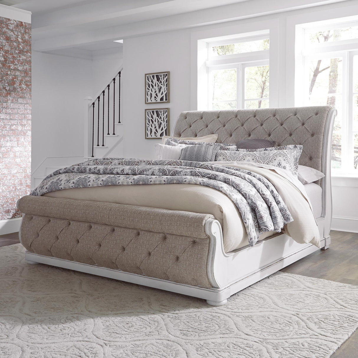 Magnolia Manor California King Upholstered Sleigh Bed - Furniture World