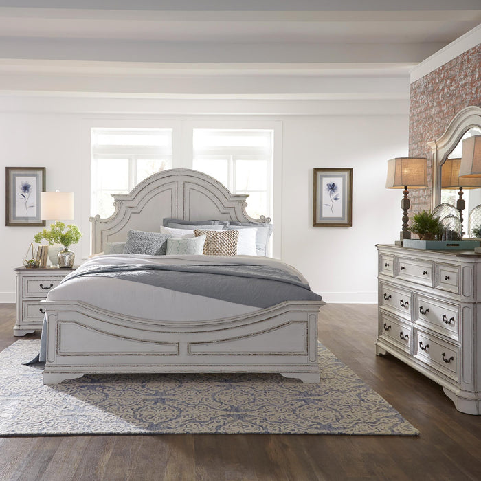 Magnolia Manor King California Panel Bed, Dresser & Mirror, Nightstand - Furniture World