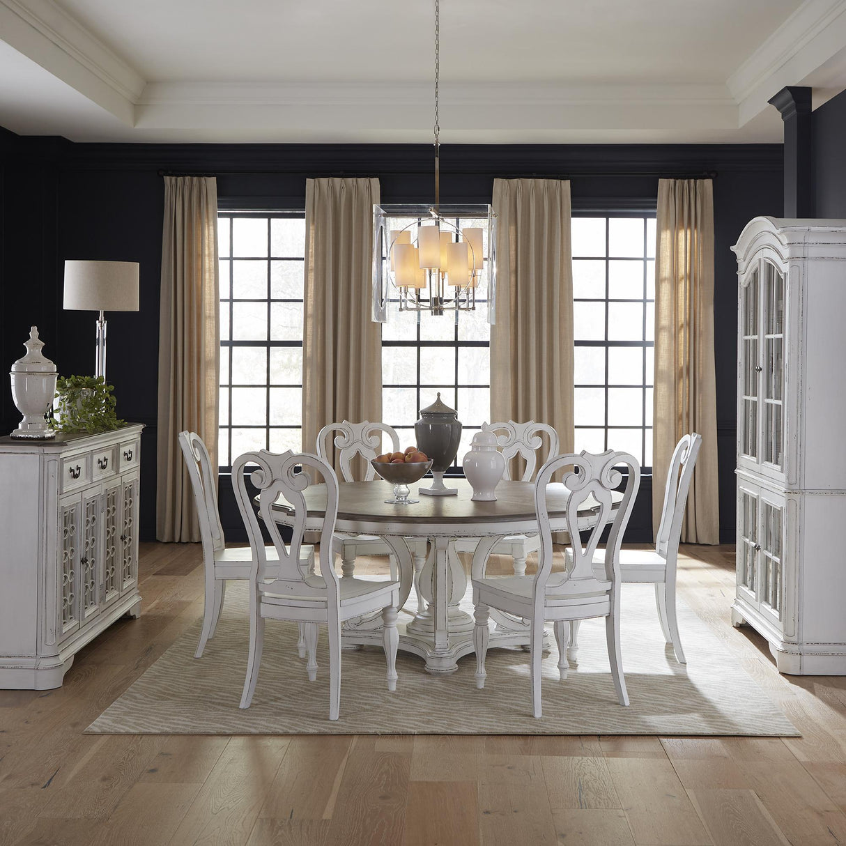Magnolia Manor Opt 7 Piece Round Ped Table Set - Furniture World