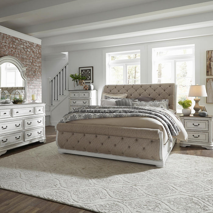 Magnolia Manor Queen Uph Sleigh Bed, Dresser & Mirror, Chest, Nightstand - Furniture World
