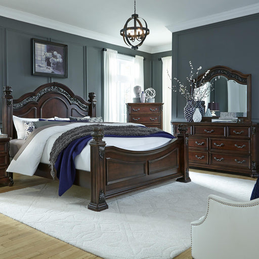 Messina Estates King Poster Bed, Dresser & Mirror, Chest - Furniture World