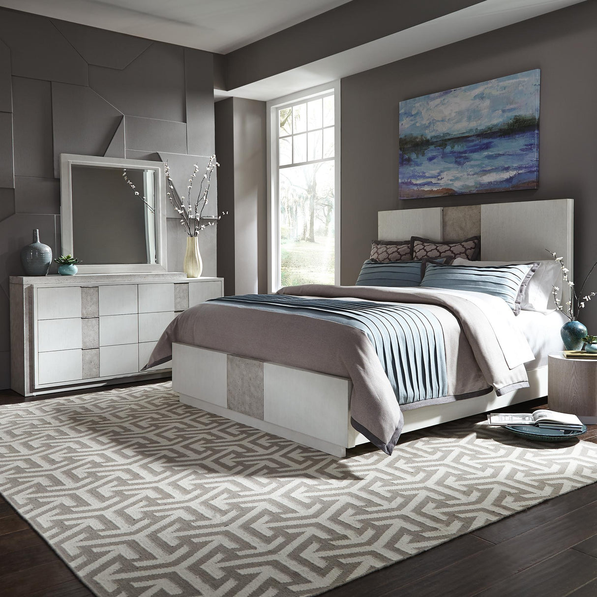 Mirage King Panel Bed, Dresser & Mirror - Furniture World