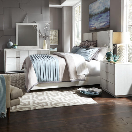 Mirage King Panel Bed, Dresser & Mirror, Nightstand - Furniture World
