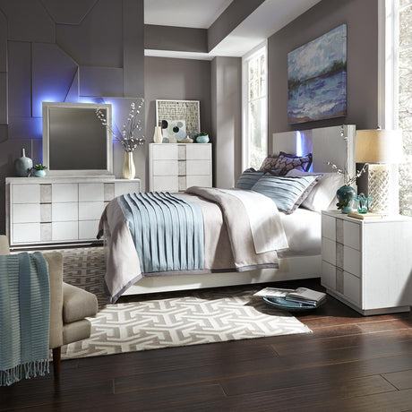 Mirage Queen Panel Bed, Dresser & Mirror, Chest, Nightstand - Furniture World