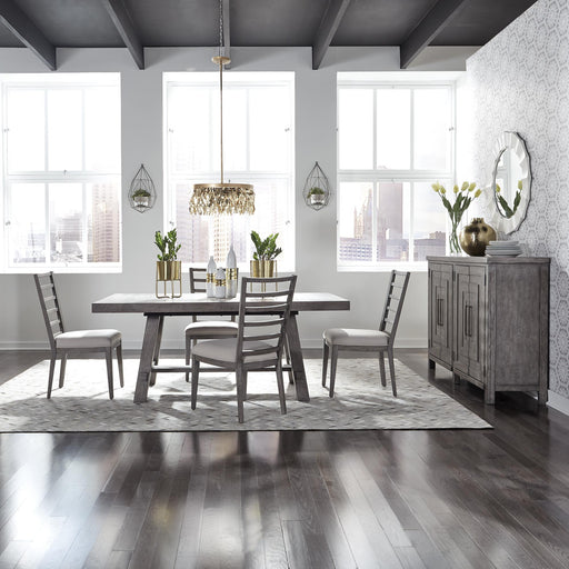 Modern Farmhouse 5 Piece Trestle Table Set - Furniture World