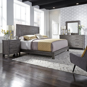 Modern Farmhouse King Platform Bed, Dresser & Mirror, Nightstand - Furniture World