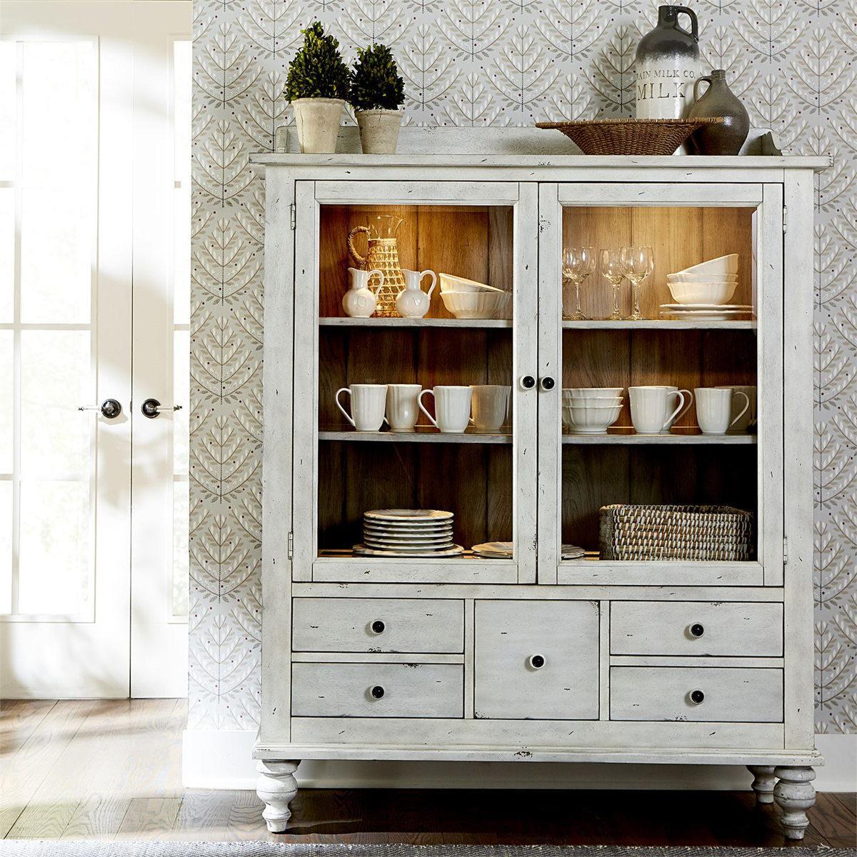 Liberty Furniture Whitney Display Cabinet in Weathered Gray - Furniture World