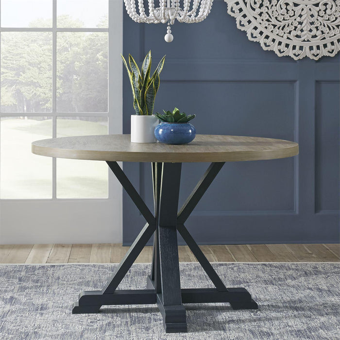 Liberty Furniture Lakeshore Single Pedestal Table in Navy - Furniture World