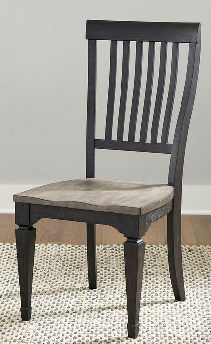 Liberty Furniture Allyson Park Slat Back Side Chair in Wirebrushed Black Forest (Set of 2) - Furniture World