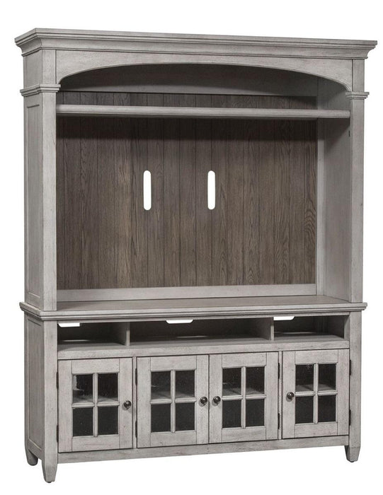 Liberty Heartland 66" Entertainment TV Stand with Hutch in Antique White - Furniture World