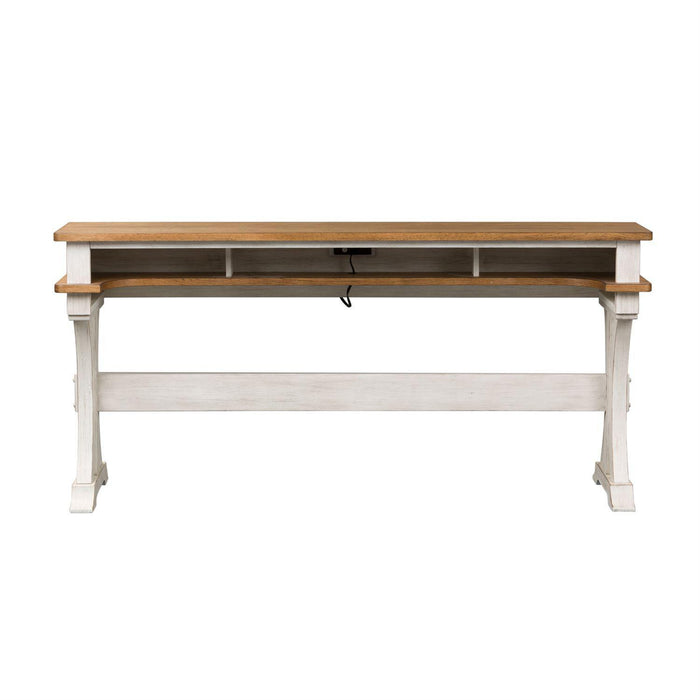 Liberty Farmhouse Reimagined Console Bar Table in Antique White - Furniture World