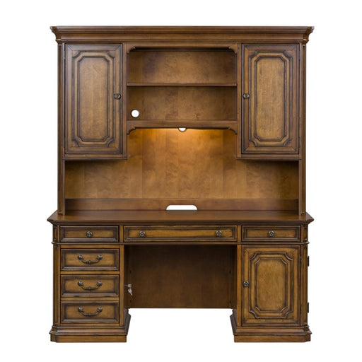 Liberty Amelia Jr Executive Credenza with Hutch in Antique Toffee - Furniture World