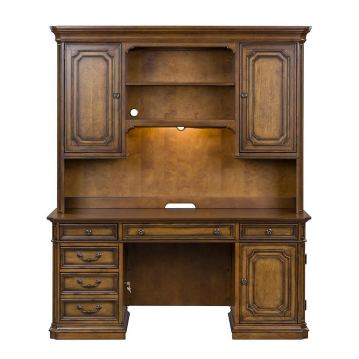 Liberty Amelia Jr Executive Credenza with Hutch in Antique Toffee - Furniture World