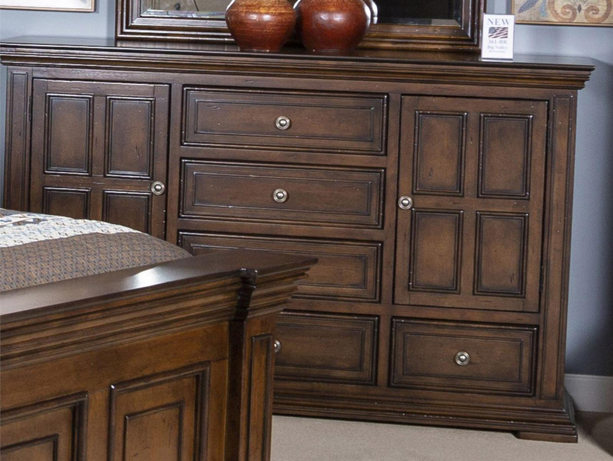 Liberty Furniture Big Valley 2 Door with 6 Drawer Dresser in Brownstone - Furniture World