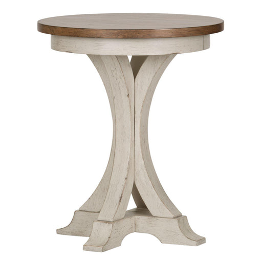 Liberty Farmhouse Reimagined Round Chair Side Table in Antique White - Furniture World